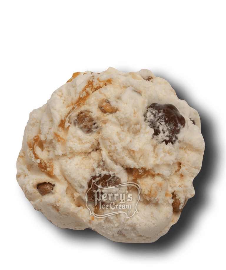 caramel praline turtle ice cream scoop